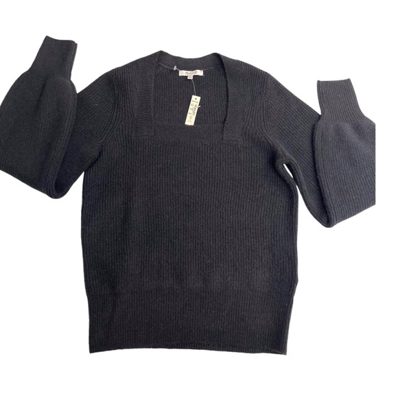 MADEWELL Black Melwood Square-Neck Puff-Sleeve
Wool Blend Sweater XS - Picture 7 of 11